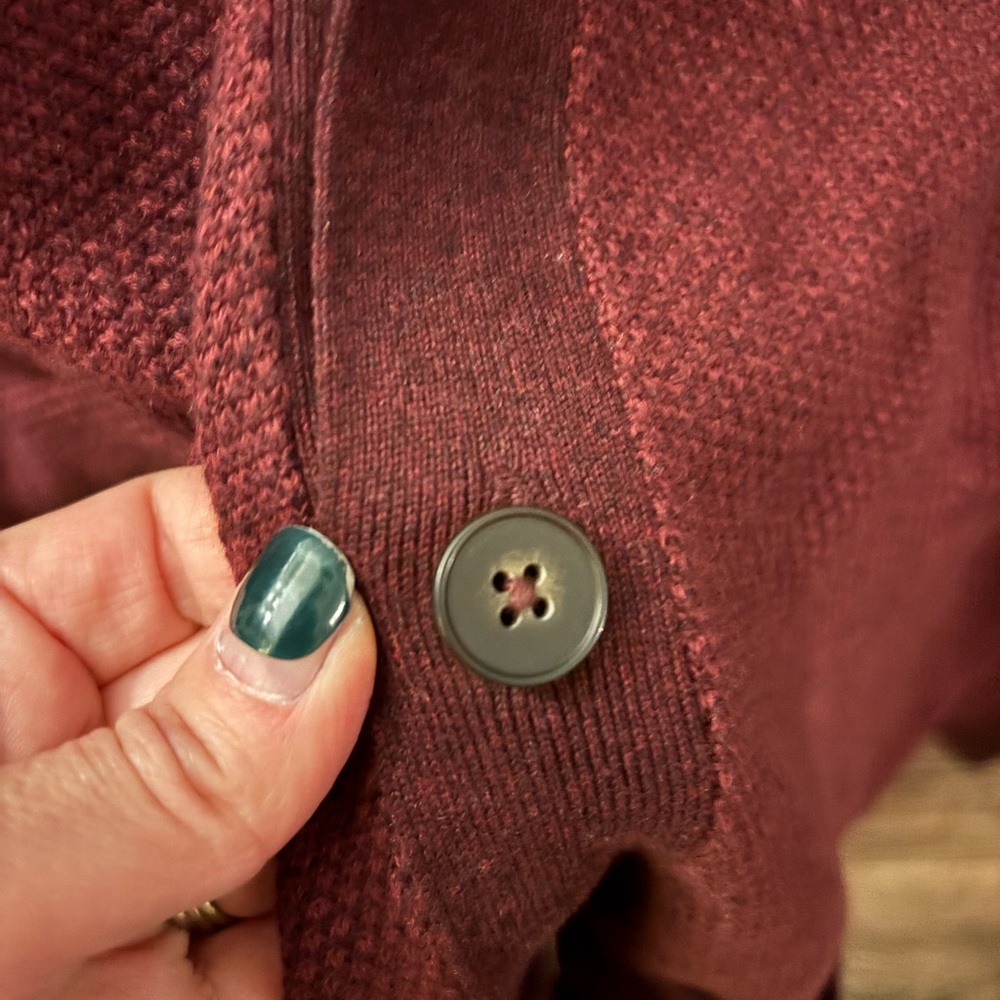 Chaps Burgundy Cardigan Mens Medium - Picture 5 of 5